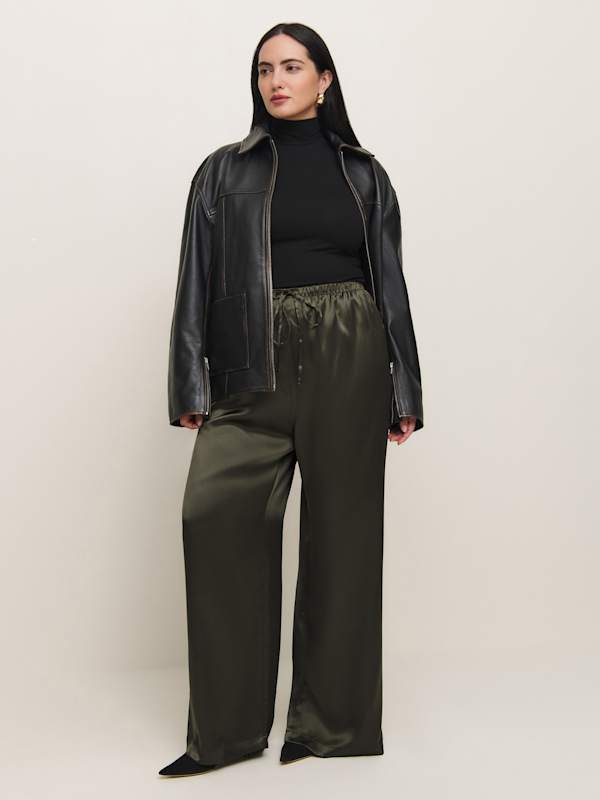 Olina Silk Pant Es - Pine Tree